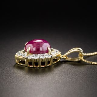 18K Star Ruby and Diamond Pendant Necklace