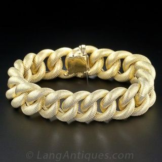 18K Textured Curb Link Bracelet