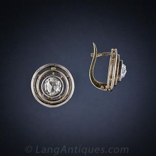 18K Two-Tone Bull's Eye Diamond Earrings
