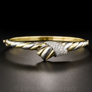 18K Two Tone Contemporay Diamond Bangle Bracelet