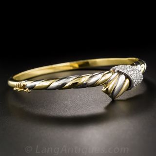 18K Two Tone Contemporay Diamond Bangle Bracelet