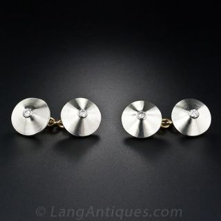 18K Two-Tone Gold Diamond Cufflinks