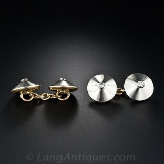 18K Two-Tone Gold Diamond Cufflinks