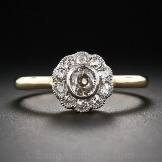 18K Two-Tone Gold Edwardian Style Diamond Ring