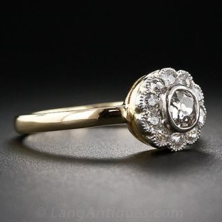 18K Two-Tone Gold Edwardian Style Diamond Ring