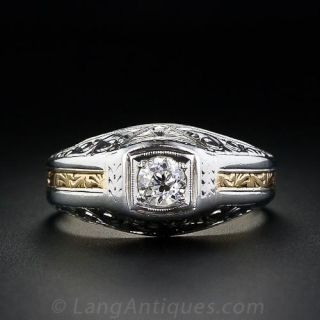 18K Two-Tone Gold Vintage Diamond Ring