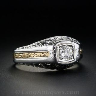 18K Two-Tone Gold Vintage Diamond Ring