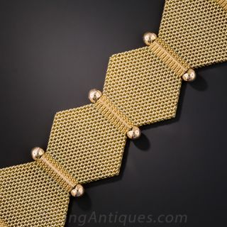 18K Two-Tone Hexagonal Link Mesh Bracelet