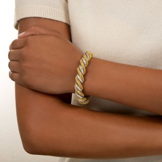 Two-Tone Macaroni Link Diamond Bracelet