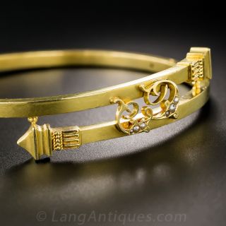 18K Victorian Bypass Bangle Bracelet 