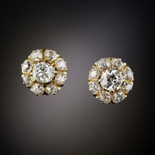 18K Victorian Diamond Cluster Earrings