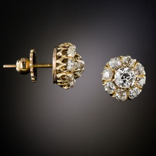 18K Victorian Diamond Cluster Earrings