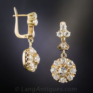 18K Victorian Diamond Drop Earrings 2.85 Carats