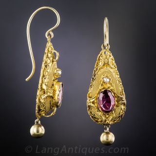 18K Victorian Garnet Earrings