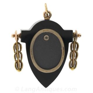18k Victorian Locket, Black Onyx with Natural Pearl