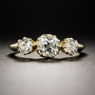 18K Victorian Three-Stone Diamond Engagement Ring 