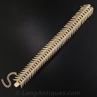 18K Vintage Spray Feather Link Bracelet
