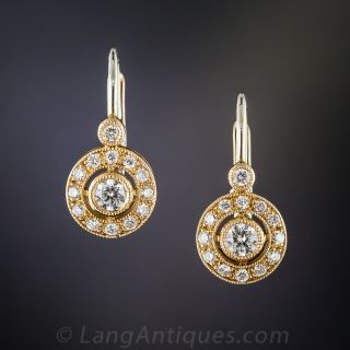 18K Vintage Style Diamond  Earrings