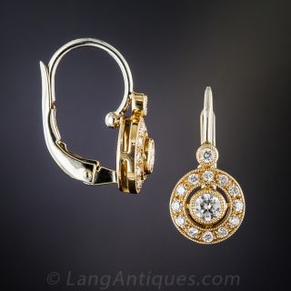 18K Vintage Style Diamond  Earrings