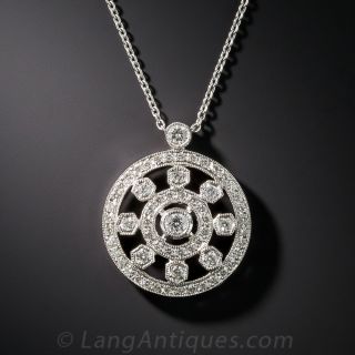18K Vintage Style Round Diamond Drop