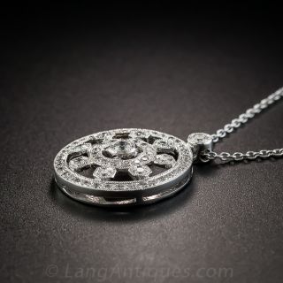 18K Vintage Style Round Diamond Drop