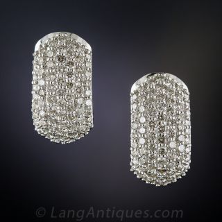 18K White Gold 3.00ct Pave Diamond Earrings