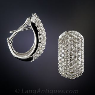 18K White Gold 3.00ct Pave Diamond Earrings