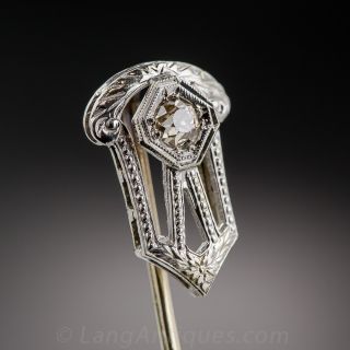 18k White Gold and Diamond Stickpin