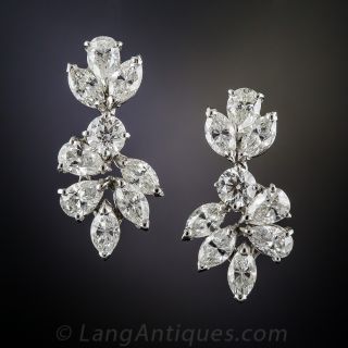 18K White Gold Diamond Cluster Earrings