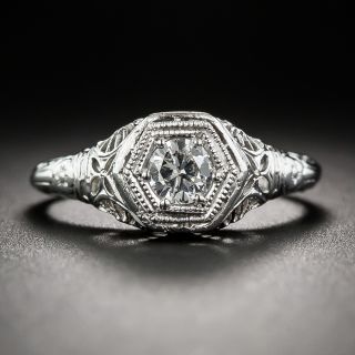 18K White Gold Diamond Engagement Ring c.1924