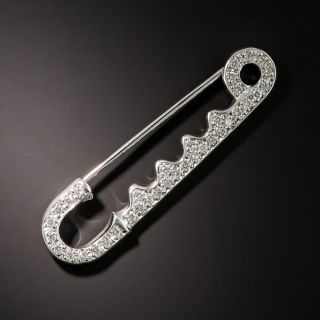 18K White Gold Diamond Safety Pin  - 1