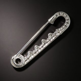 18K White Gold Diamond Safety Pin 
