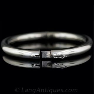 18K White Gold Italian Tubular Bangle Bracelet