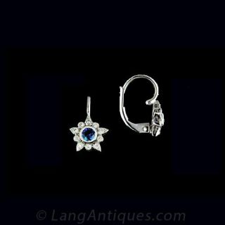 18K White Gold Sapphire and Diamond Drop Earrings