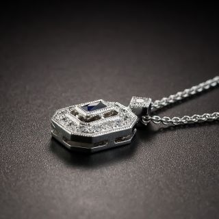 18K White Gold Sapphire and Diamond Drop