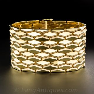 18K Wide Gold Retro Bracelet
