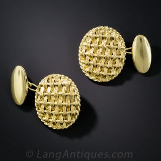 18K Woven Oval Cufflinks