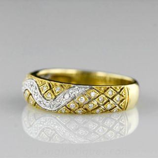 18k Yellow Gold and White Gold Diamond Half-Band Ring