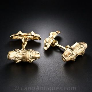 18K Yellow Gold Bamboo Cufflinks