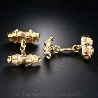 18K Yellow Gold Bamboo Cufflinks