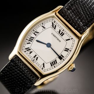 18K Yellow Gold Cartier Tortue Strap Watch - Unisex