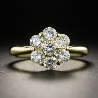 18K Yellow Gold Diamond Cluster Ring - 1
