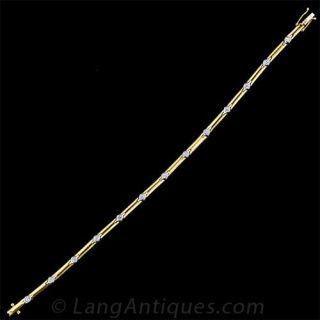 18k Yellow Gold Diamond Tube Bracelet