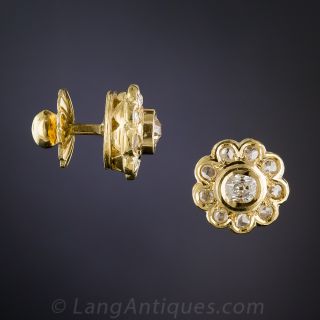 18K Yellow Gold Floral Ear Studs