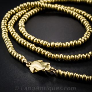 18K Yellow Gold Heavy Bead Necklace with Frog Clasp