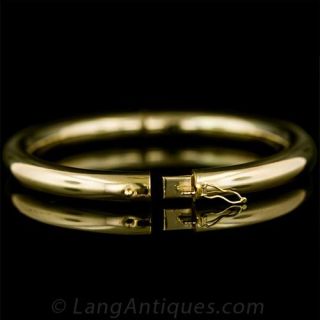 18K Yellow Gold Italian Tubular Bangle Bracelet