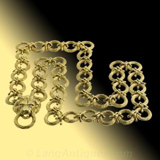 18K Yellow Gold Lion Necklace