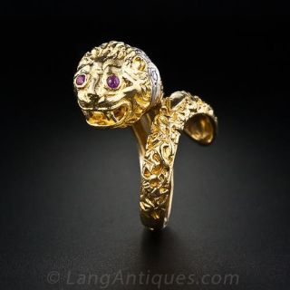 18K Yellow Gold Mythological Creature Ring