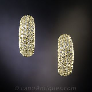 18K Yellow Gold Pavé Diamond Earrings