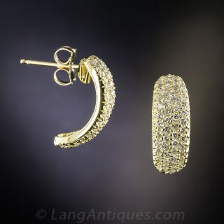 18K Yellow Gold Pavé Diamond Earrings